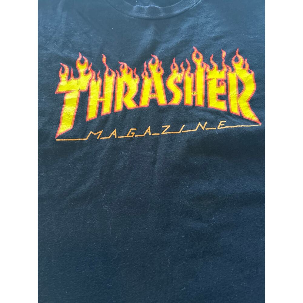 Thrasher Flame Logo T Shirt Black Skate Tee Adult Size M